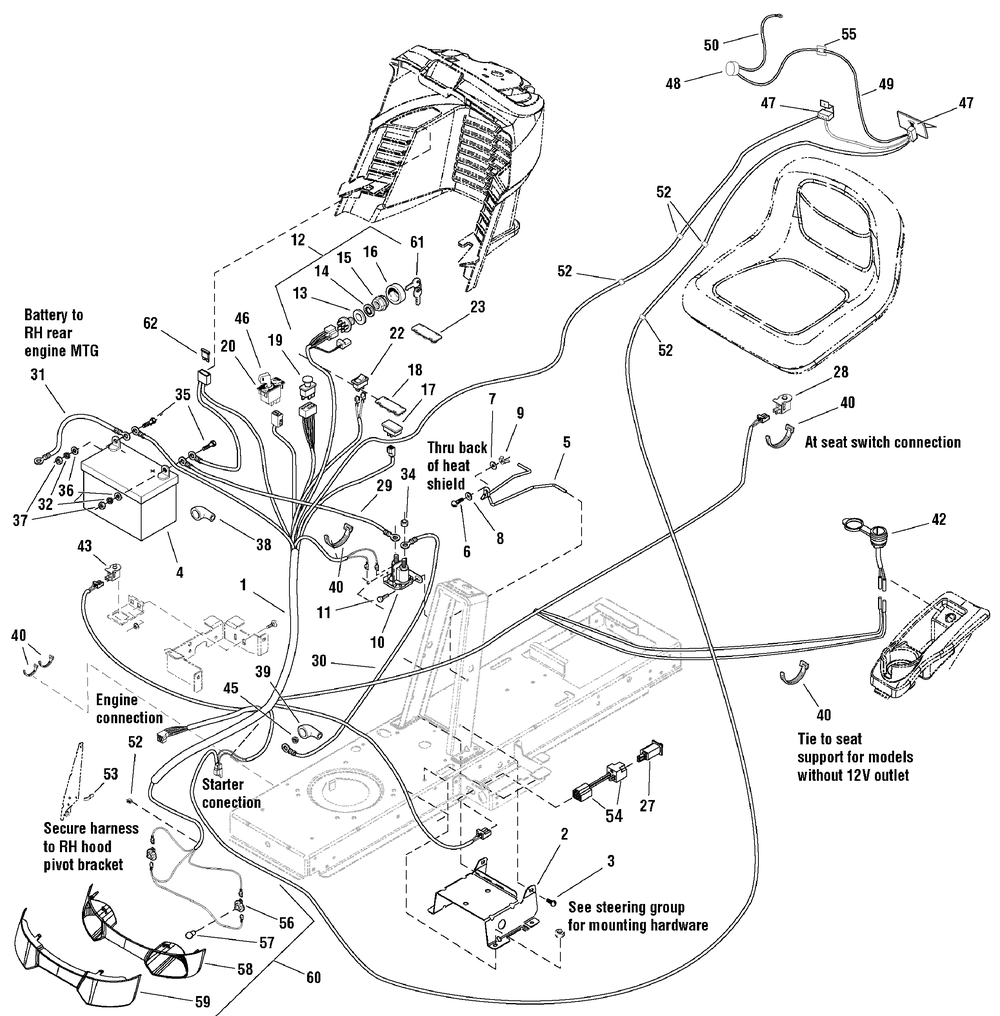 Electrical Group Diagram and Parts List for 2690882-YB1840RDFR 2010 Briggs and Stratton Lawn Tractor